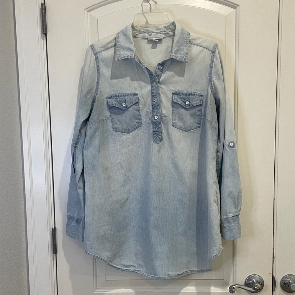Liz Lange Light Blue Denim Maternity Shirt